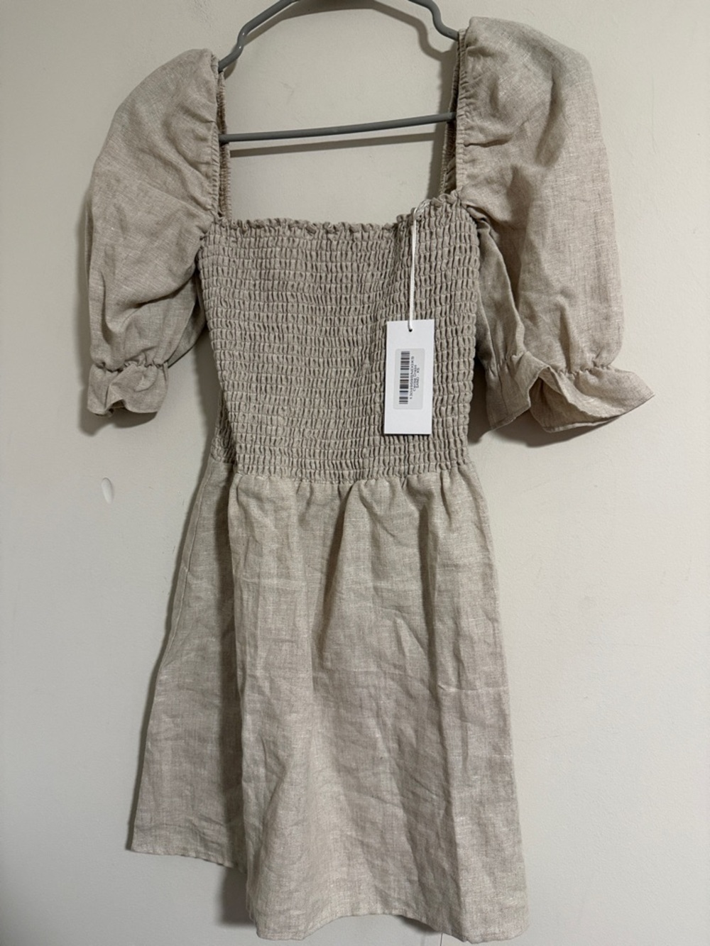 NWT reformation cerise mini dress 100% linen sand beige summer XS